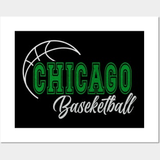 Classic Name Chicago Vintage Styles Green Basketball Posters and Art